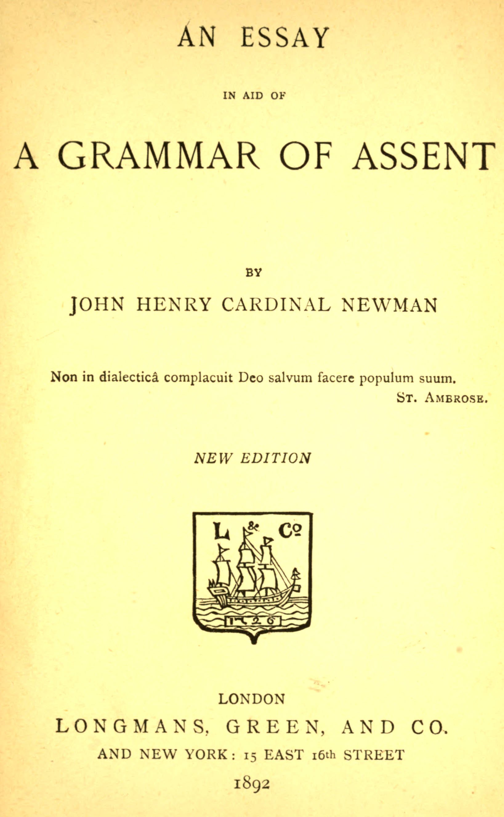 An Essay in Aid of a Grammar of Assent