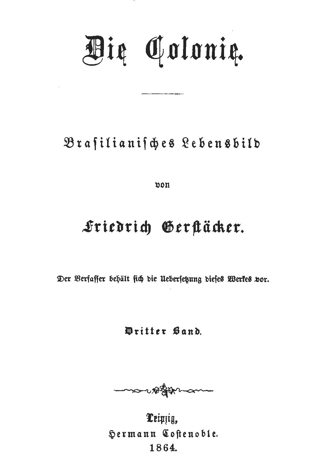 Die Colonie: Brasilianisches Lebensbild. Dritter Band