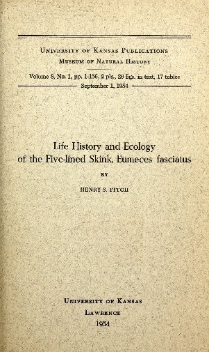 Life History and Ecology of the Five-Lined Skink, Eumeces Fasciatus
