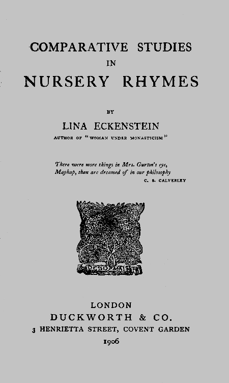Comparative Studies in Nursery Rhymes