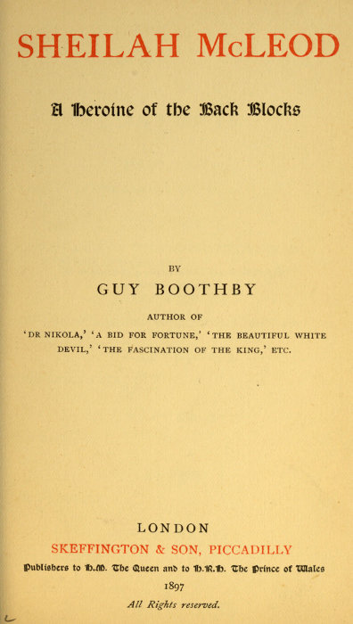 Sheilah Mcleod: A Heroine of the Back Blocks