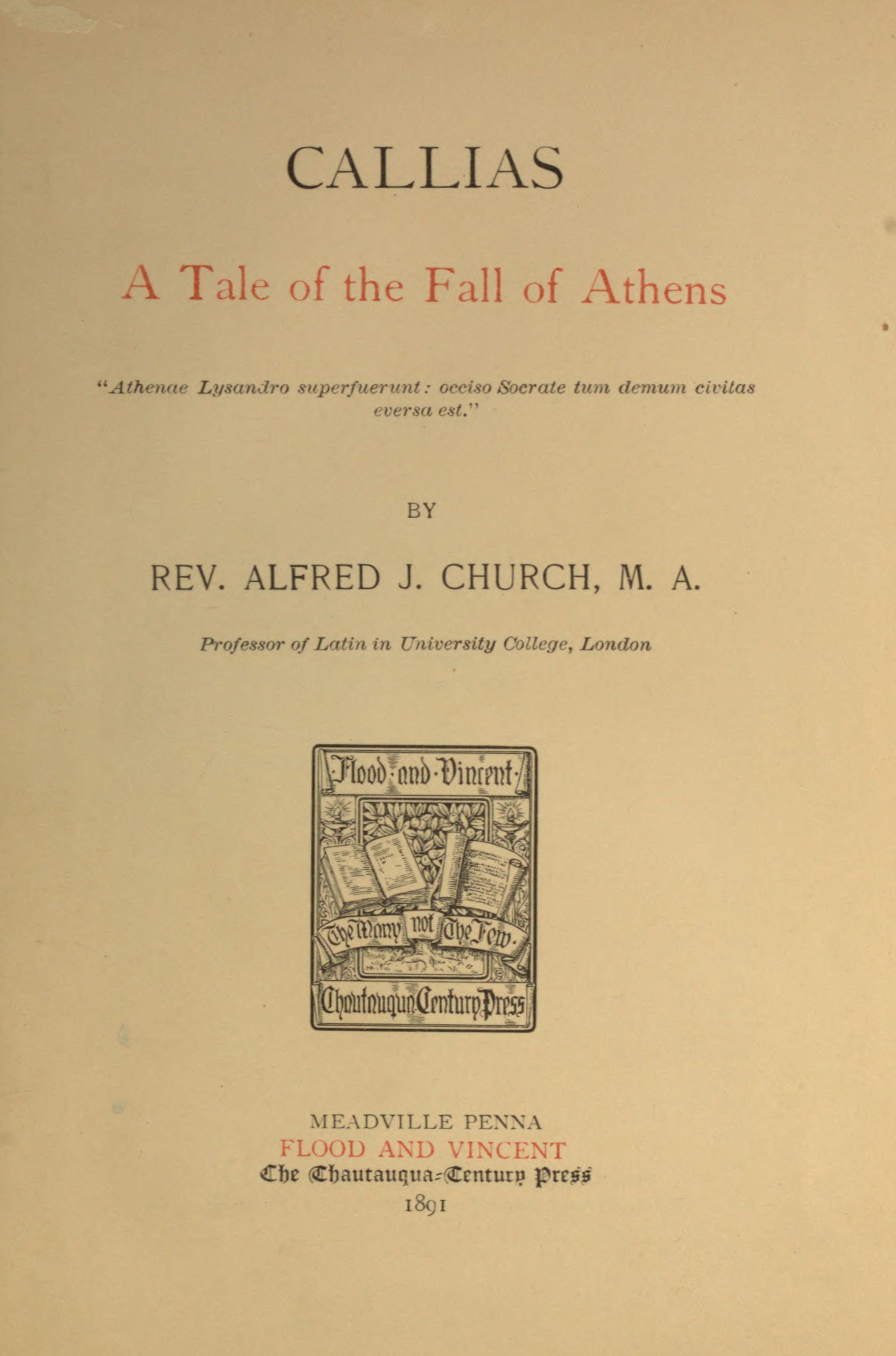 Callias: A Tale of the Fall of Athens