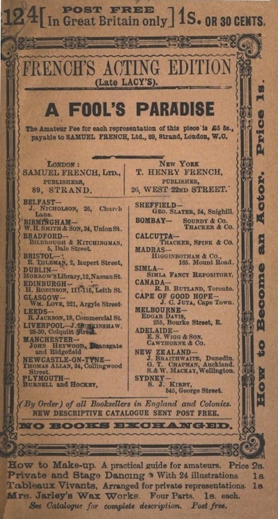 A Fool's Paradise: An Original Play in Three Acts