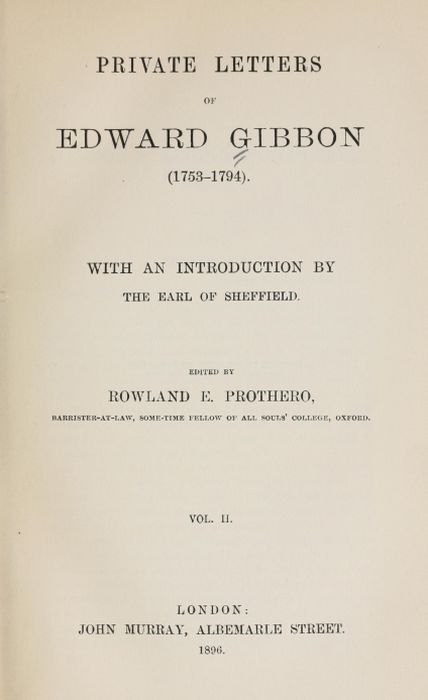 Private Letters of Edward Gibbon (1753-1794) Volume 2 (of 2)
