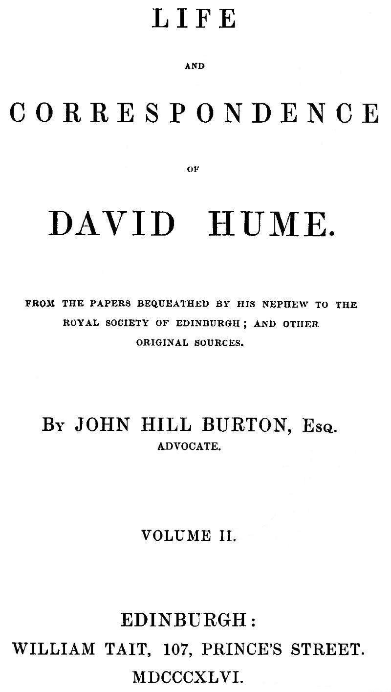 Life and Correspondence of David Hume, Volume 2