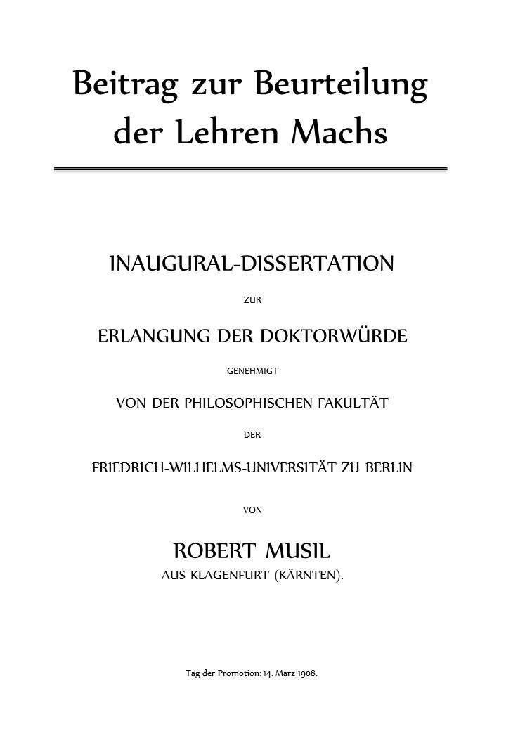Beitrag Zur Beurteilung Der Lehren Machs: Inaugural-Dissertation Zur Erlangung Der Doktorwürde