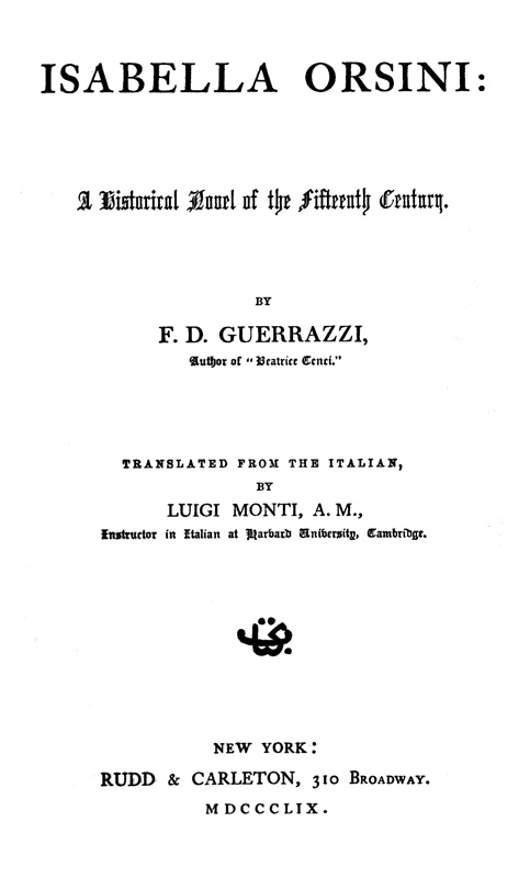 Isabella Orsini: A Historical Novel of the Fifteenth Century
