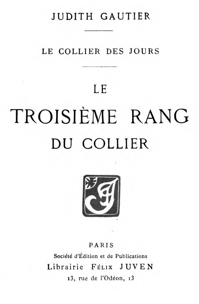 Le Collier Des Jours: Le Troisième Rang Du Collier