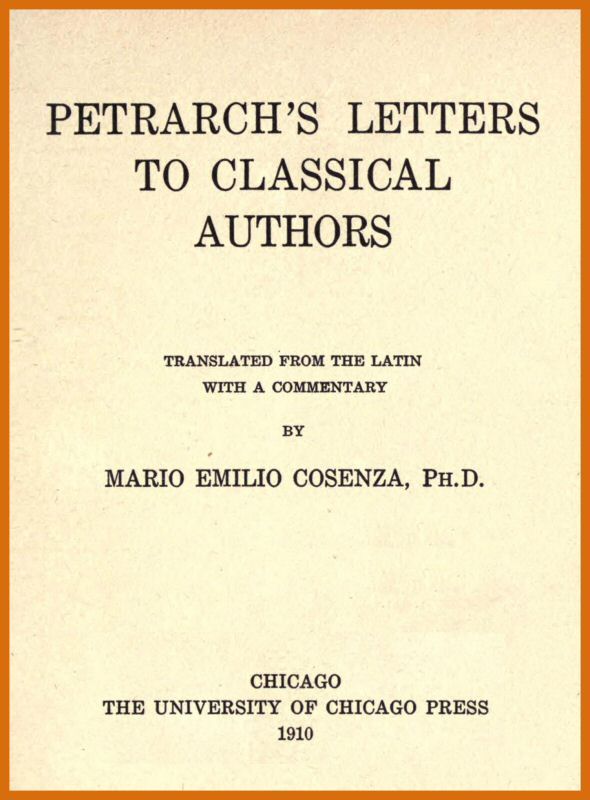 Petrarch's Letters to Classical Authors