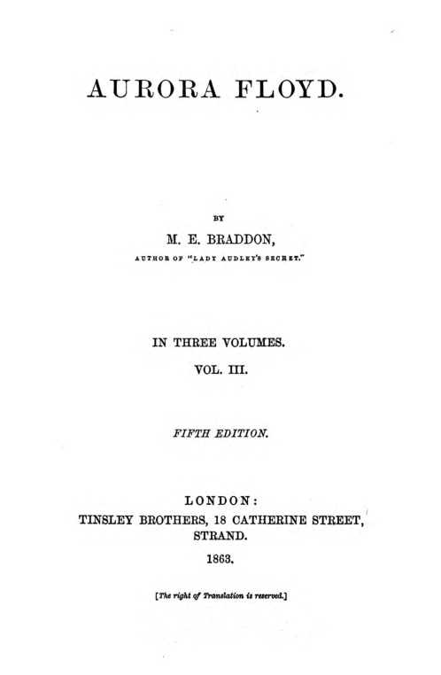 Aurora Floyd, Vol. 3fifth Edition