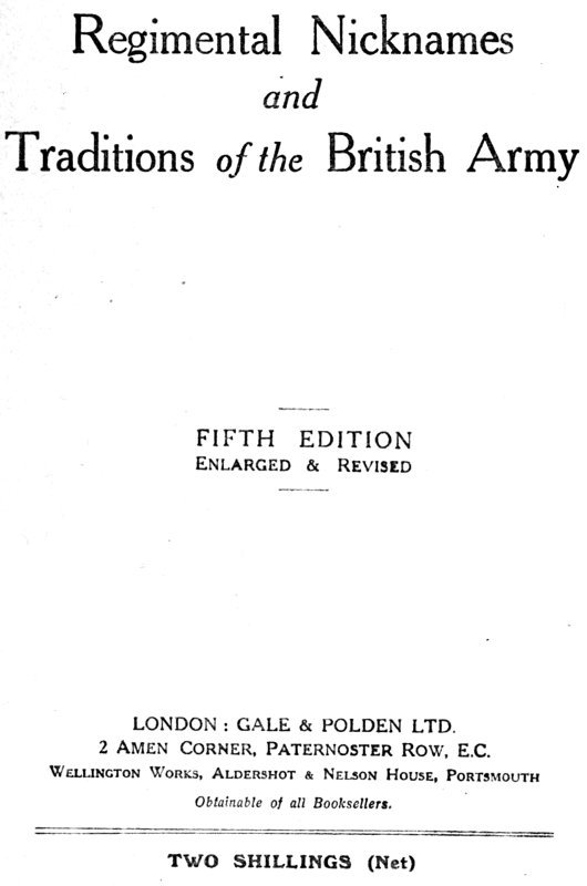 Regimental Nicknames and Traditions of the British Army
