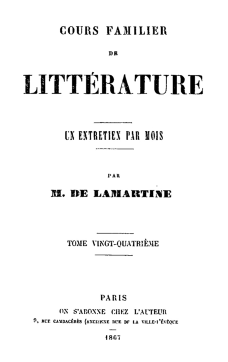 Cours Familier De Littérature - Volume 24