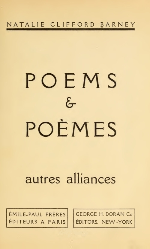 Poems & Poèmes; Autres Alliances