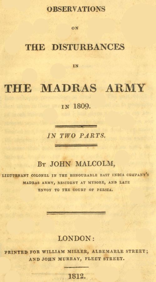 Observations on the Disturbances in the Madras Army in 1809