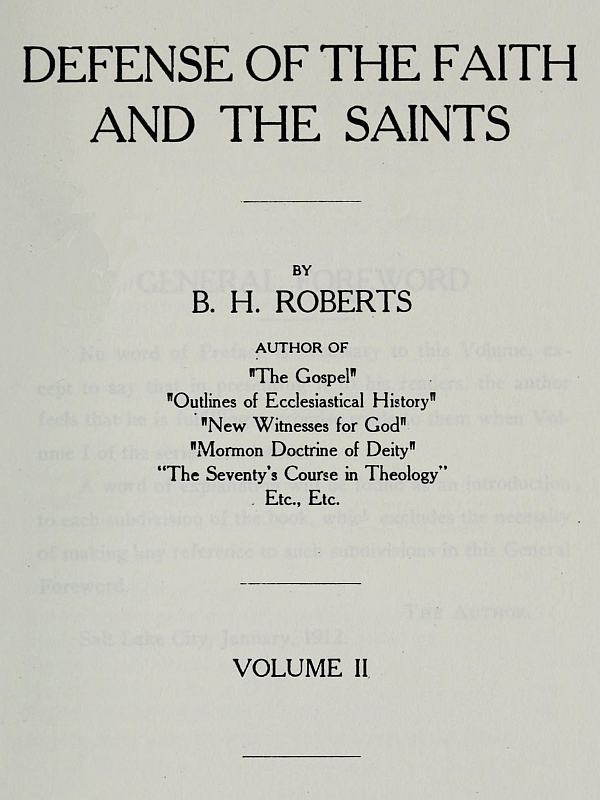 Defense of the Faith and the Saints (volume 2 of 2)