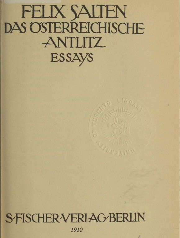 Das Österreichische Antlitz: Essays