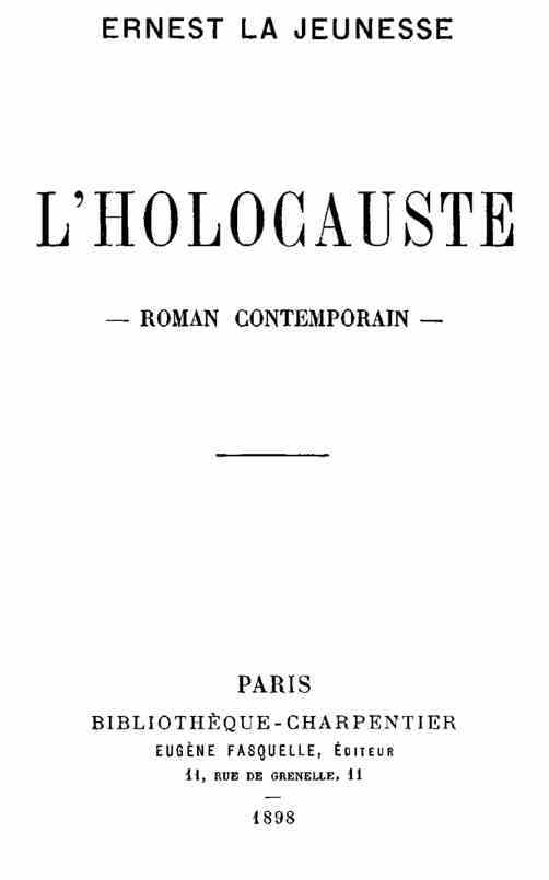 L'Holocauste: Roman Contemporain