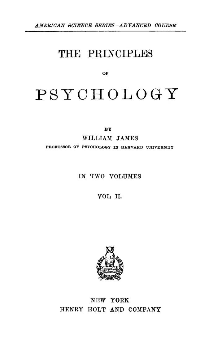 The Principles of Psychology, Volume 2 (of 2)