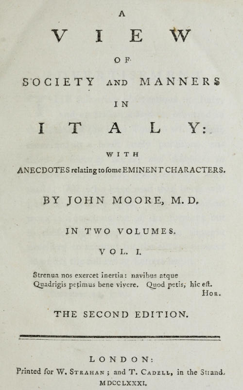 A View of Society and Manners in Italy, Volume 1 (of 2)with Anecdotes Relating to Some Eminent Characters