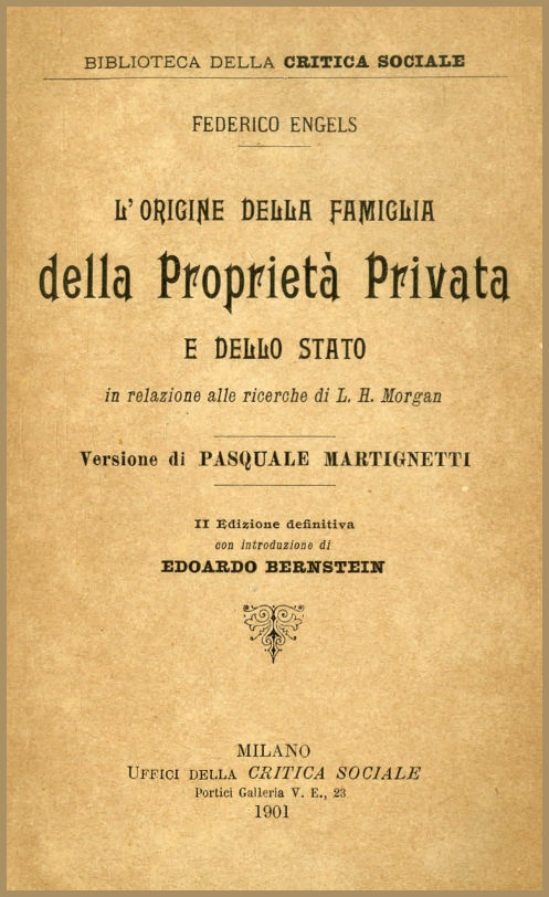 L'origine della Famiglia della Proprietà privata e dello Stato