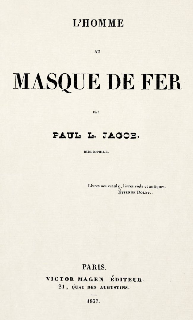 L'homme au masque de fer
