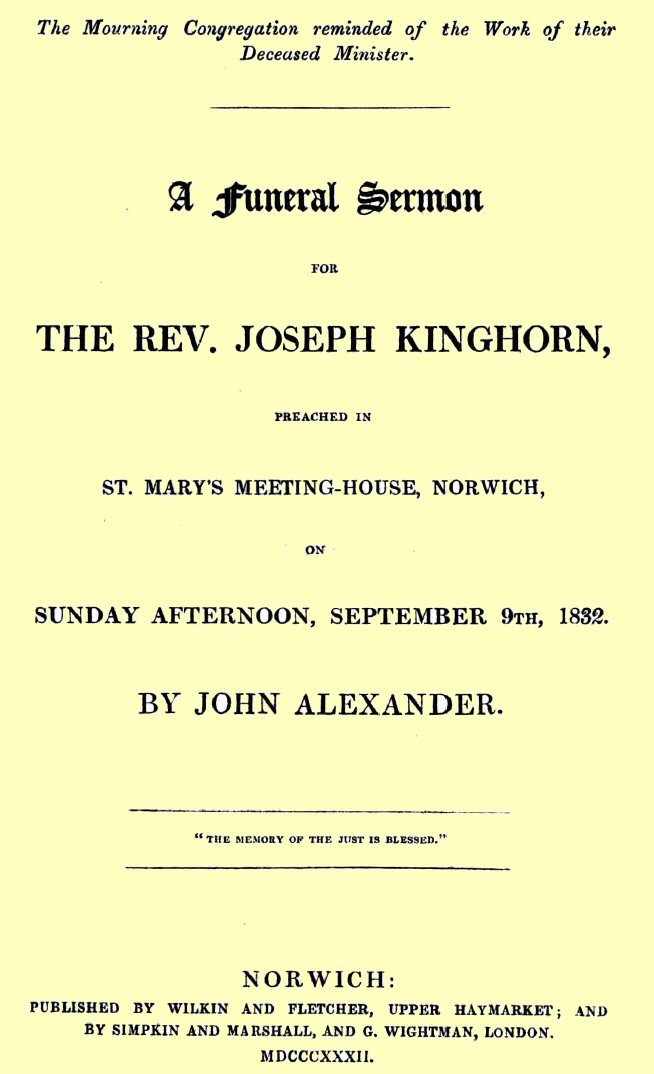 A funeral sermon for the Rev. Joseph Kinghorn