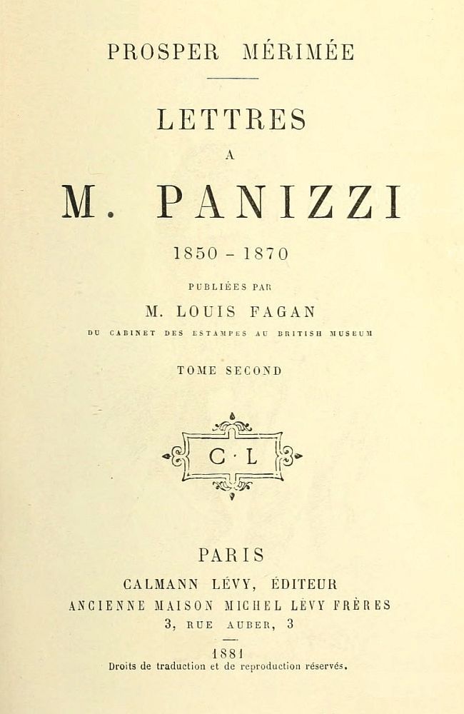 Lettres à M. Panizzi, tome II