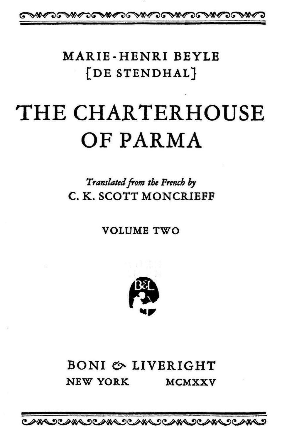 The Charterhouse of Parma, Volume 2