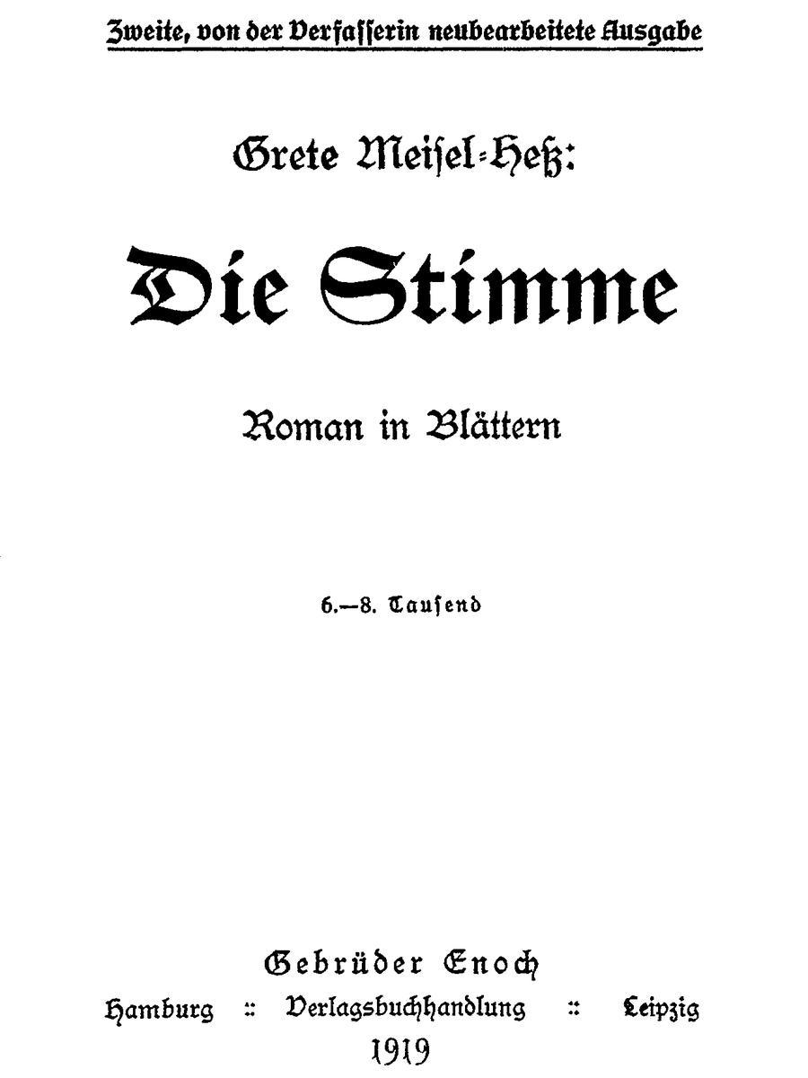 Die Stimme: Roman in Blättern.