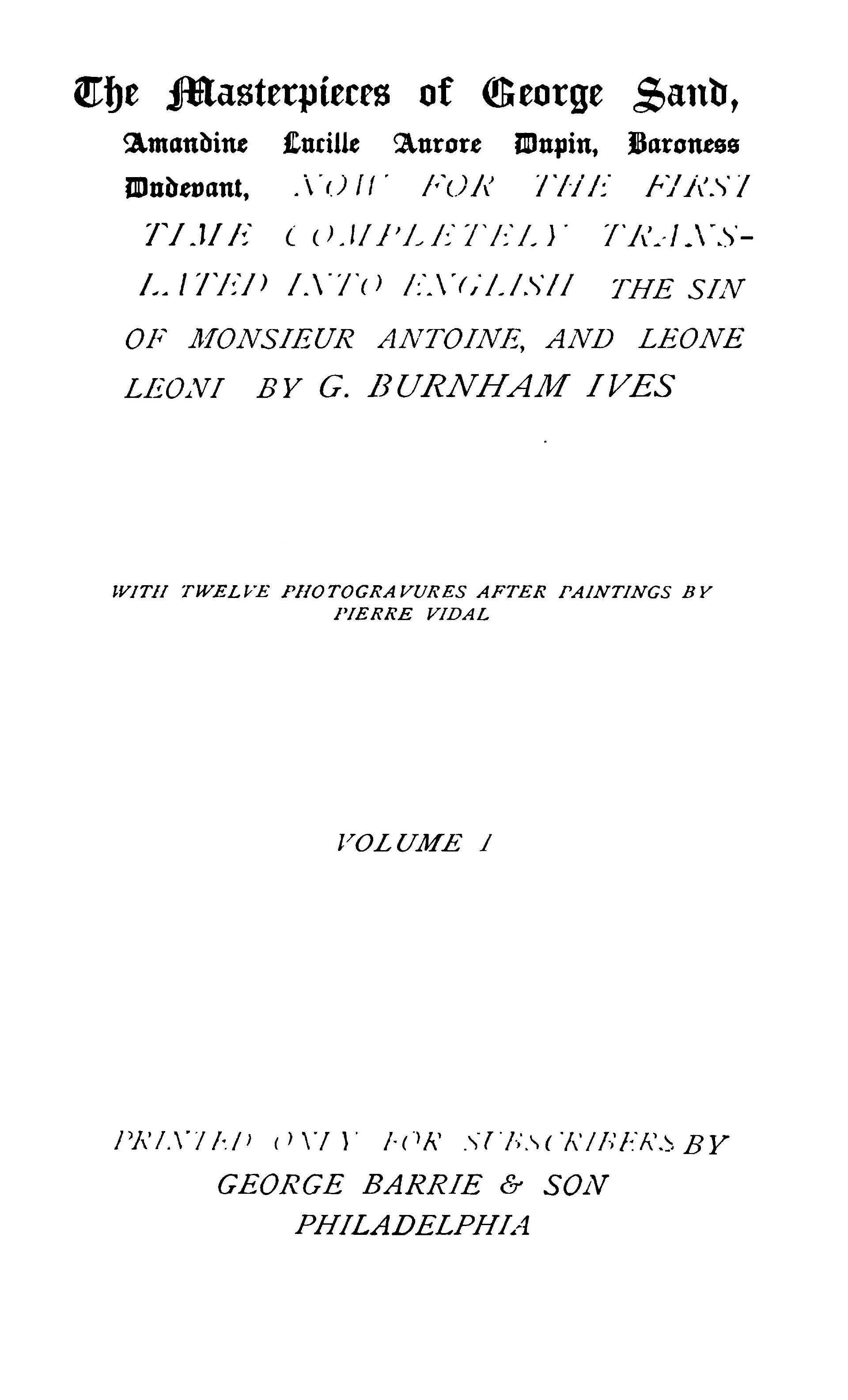 The Sin of Monsieur Antoine, Volume 1 (of 2)