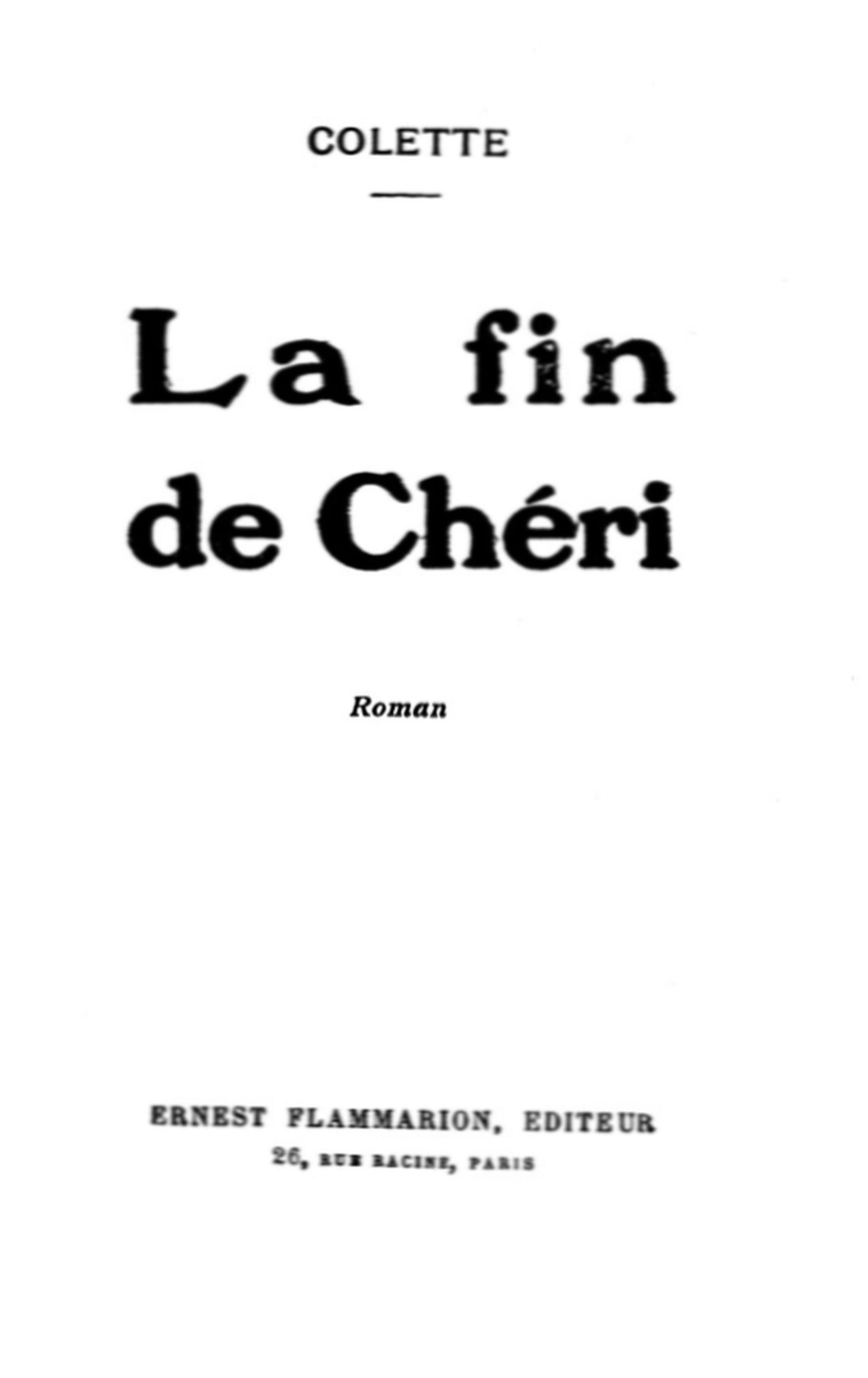 La Fin De Chéri