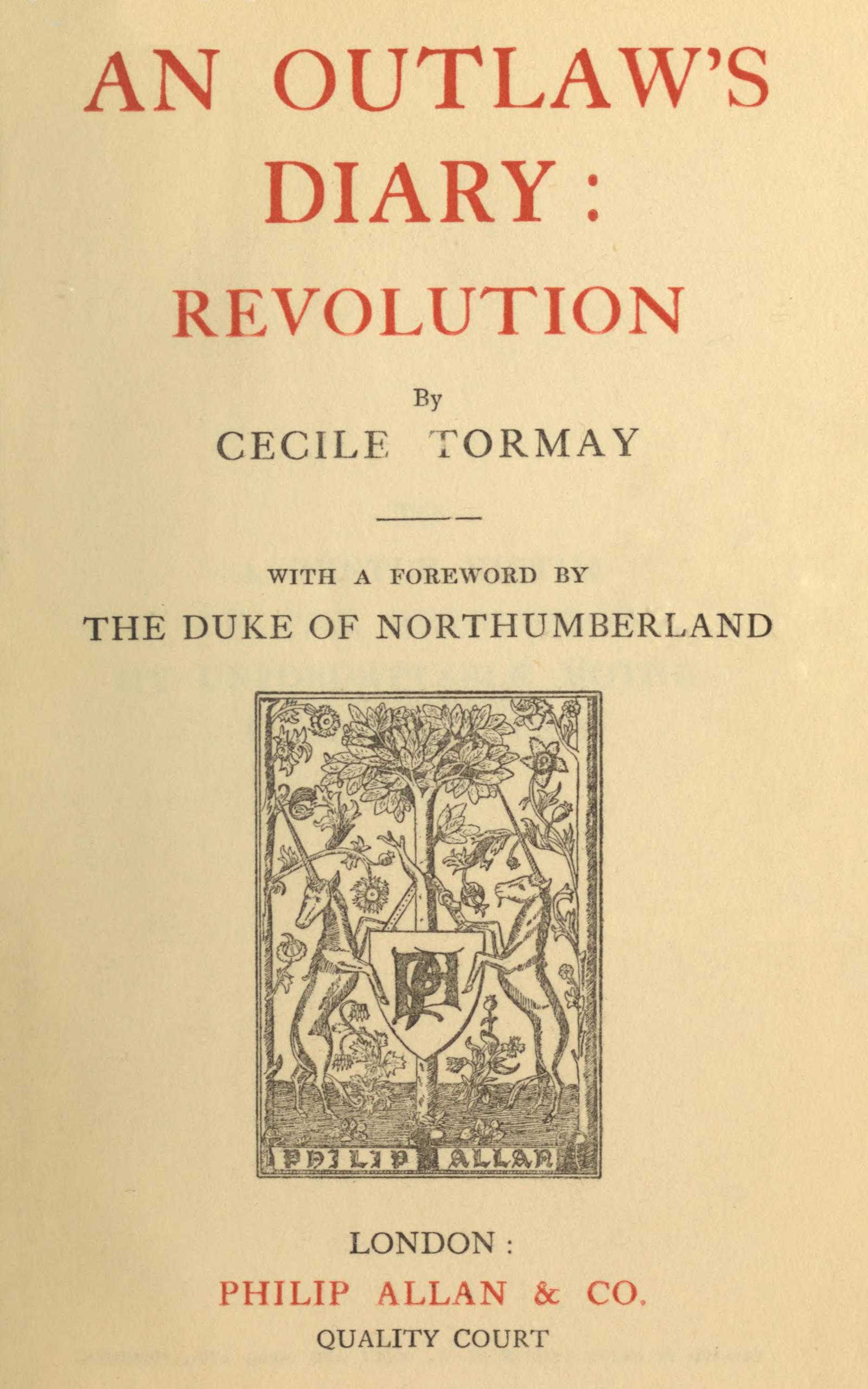 An Outlaw's Diary: Revolution