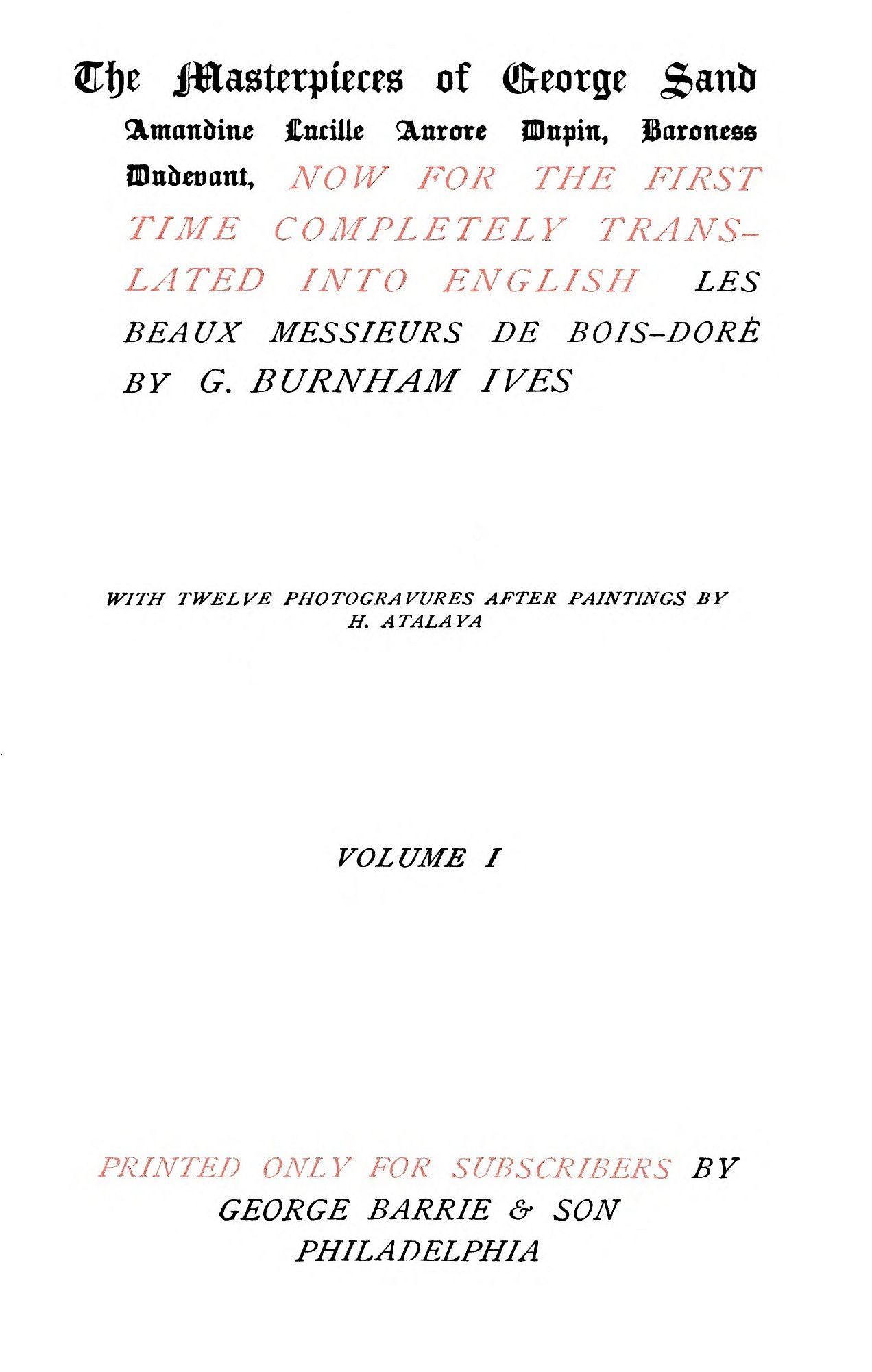 Les Beaux Messieurs De Bois-Doré Vol. 1 (of 2)