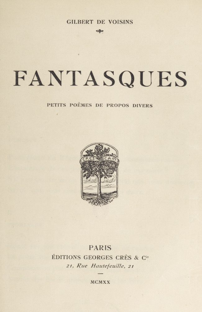 Fantasques: Petits Poèmes De Propos Divers
