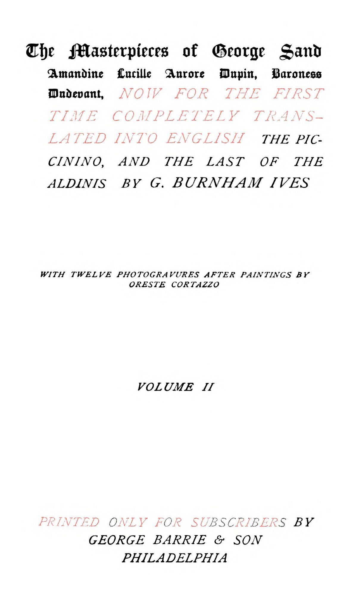 The Piccinino, Volume 2 (of 2); The Last of Aldinis