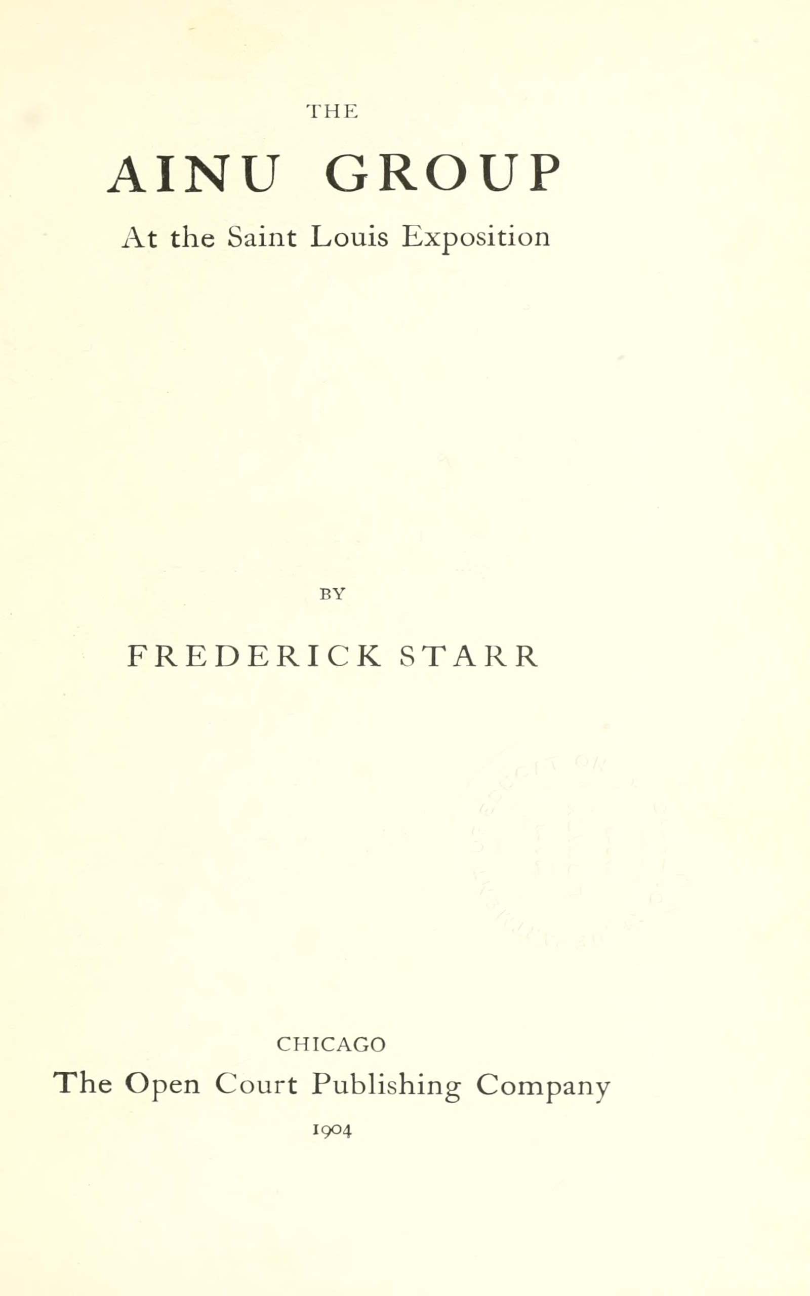 The Ainu Group at the Saint Louis Exposition