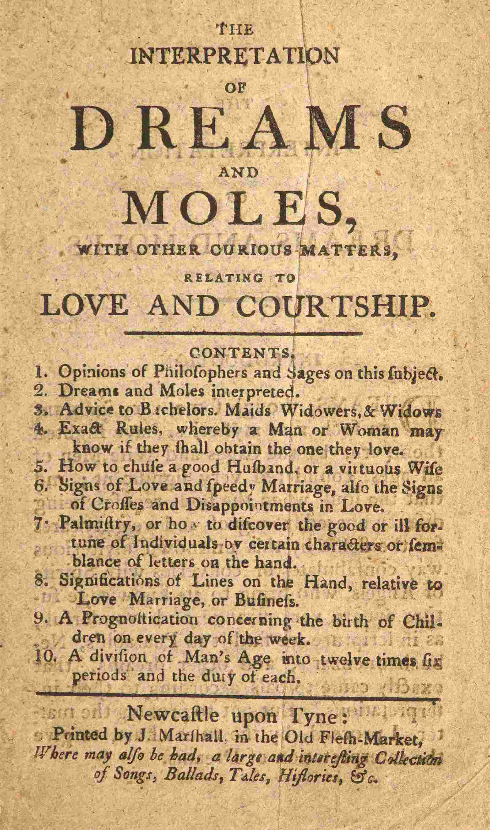 The Interpretation of Dreams and Moles, with Other Curious Matters, Relating to Love and Courtship