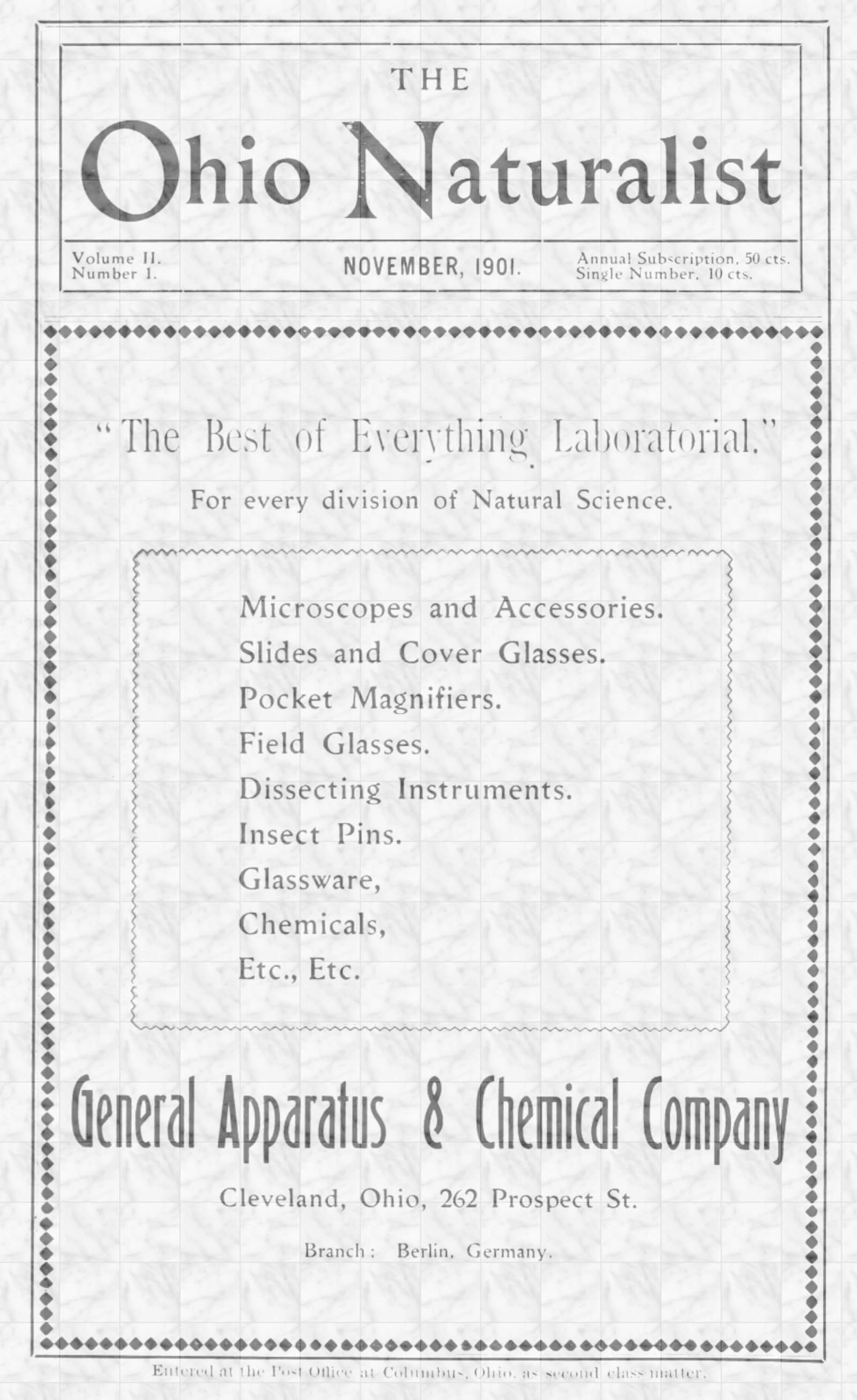 The Ohio Naturalist, Vol. II, No. 1, November, 1901