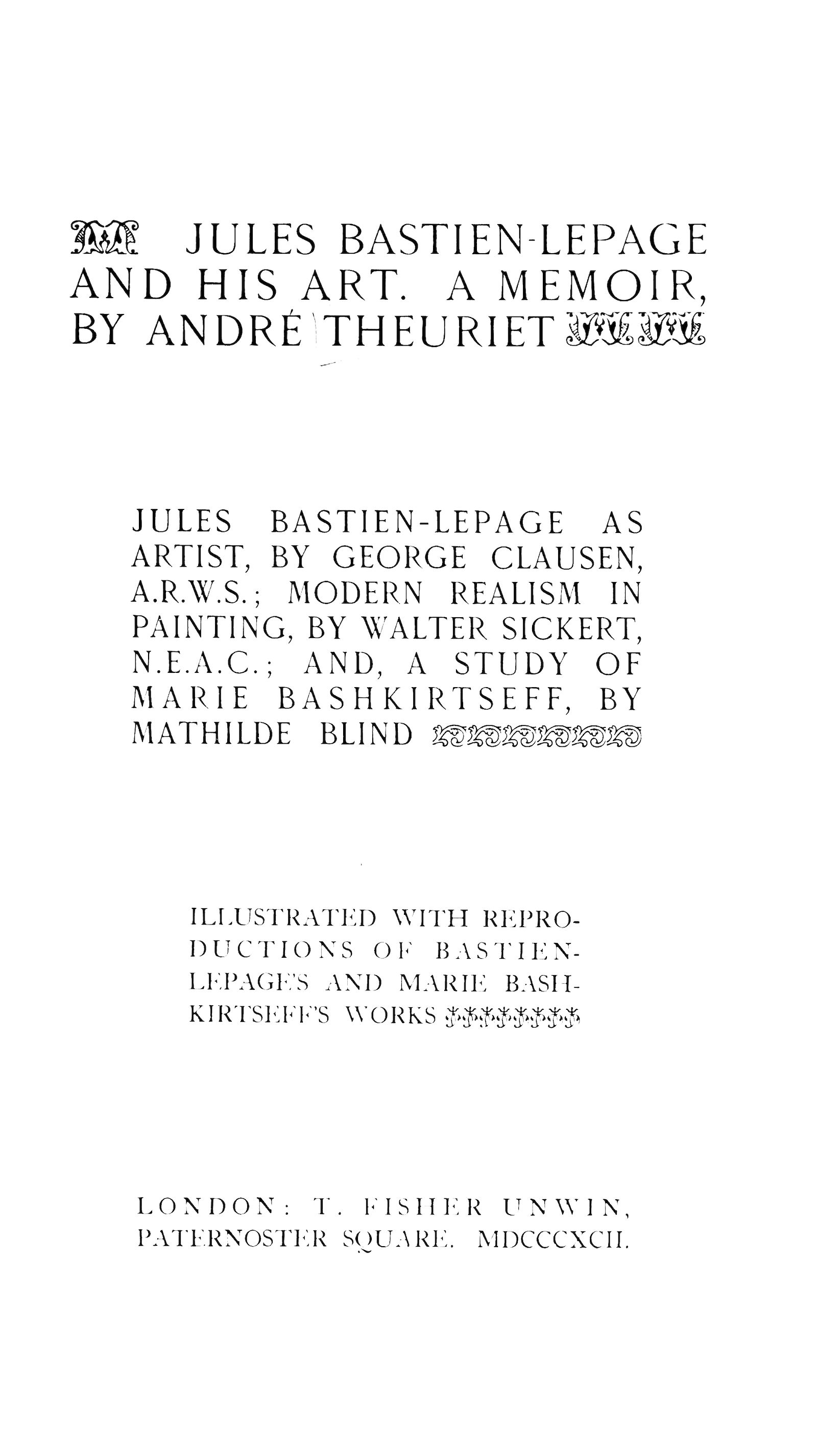 Jules Bastien-Lepage and His Art: A Memoir