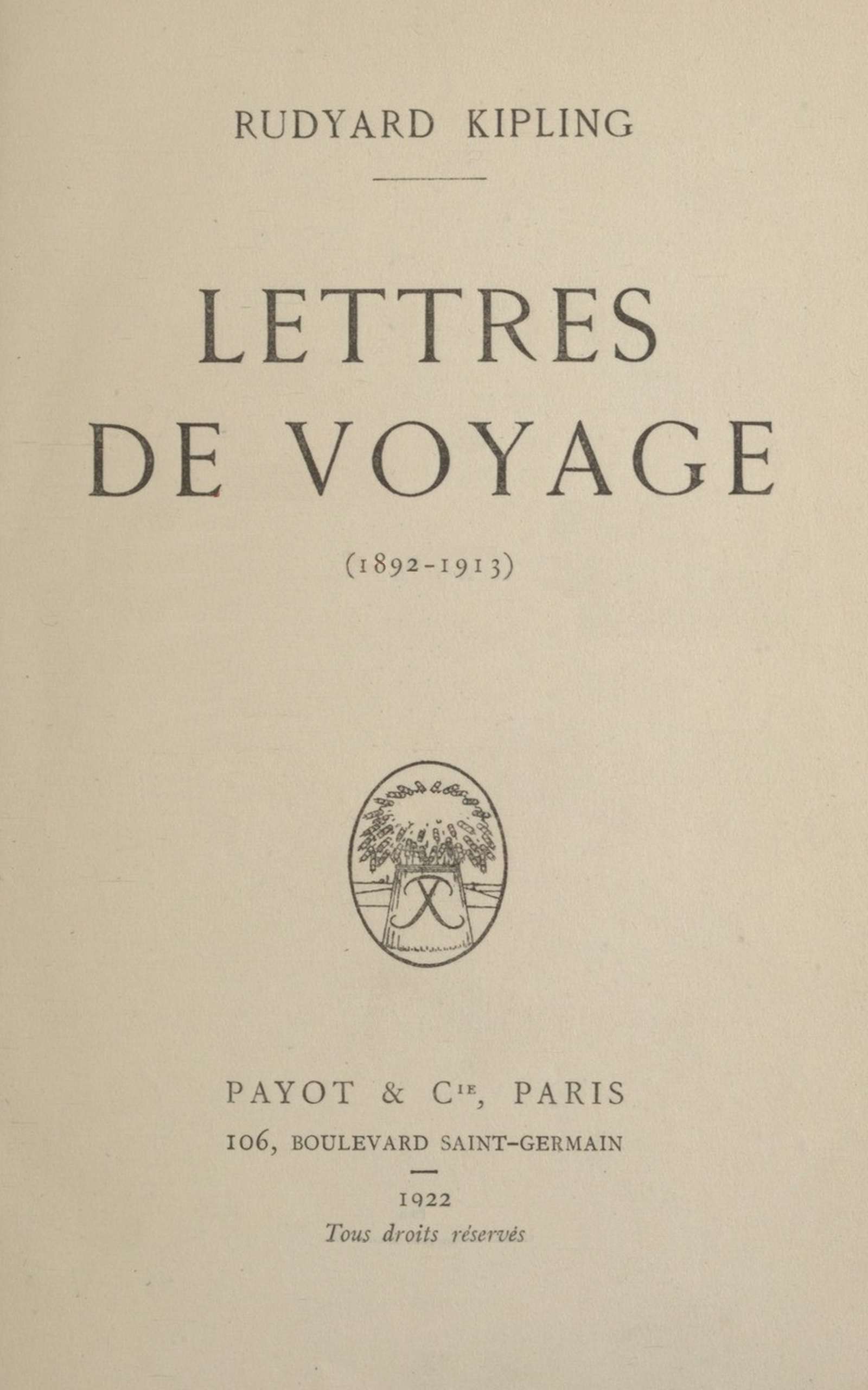 Lettres De Voyage (1892-1913)
