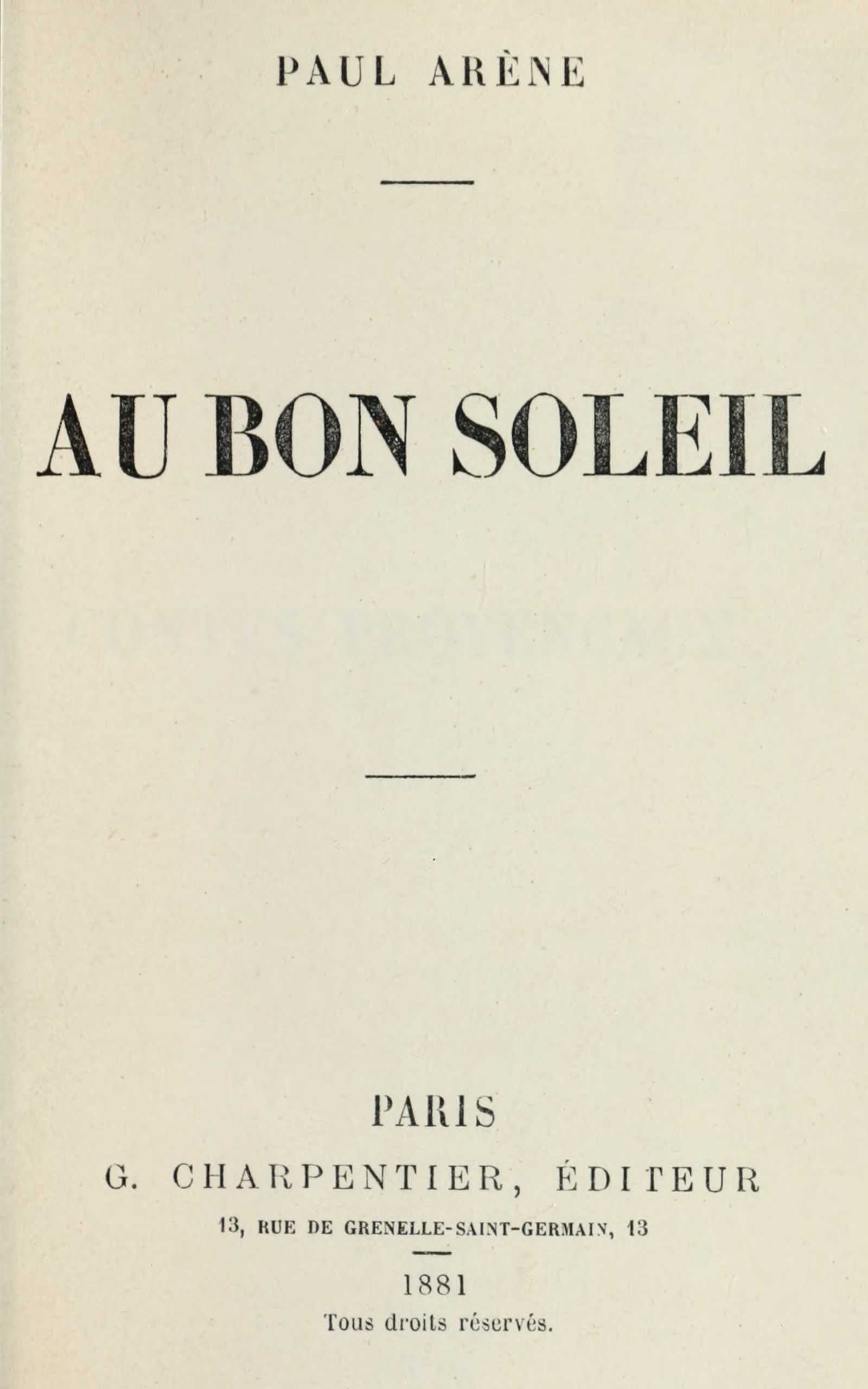Au Bon Soleil