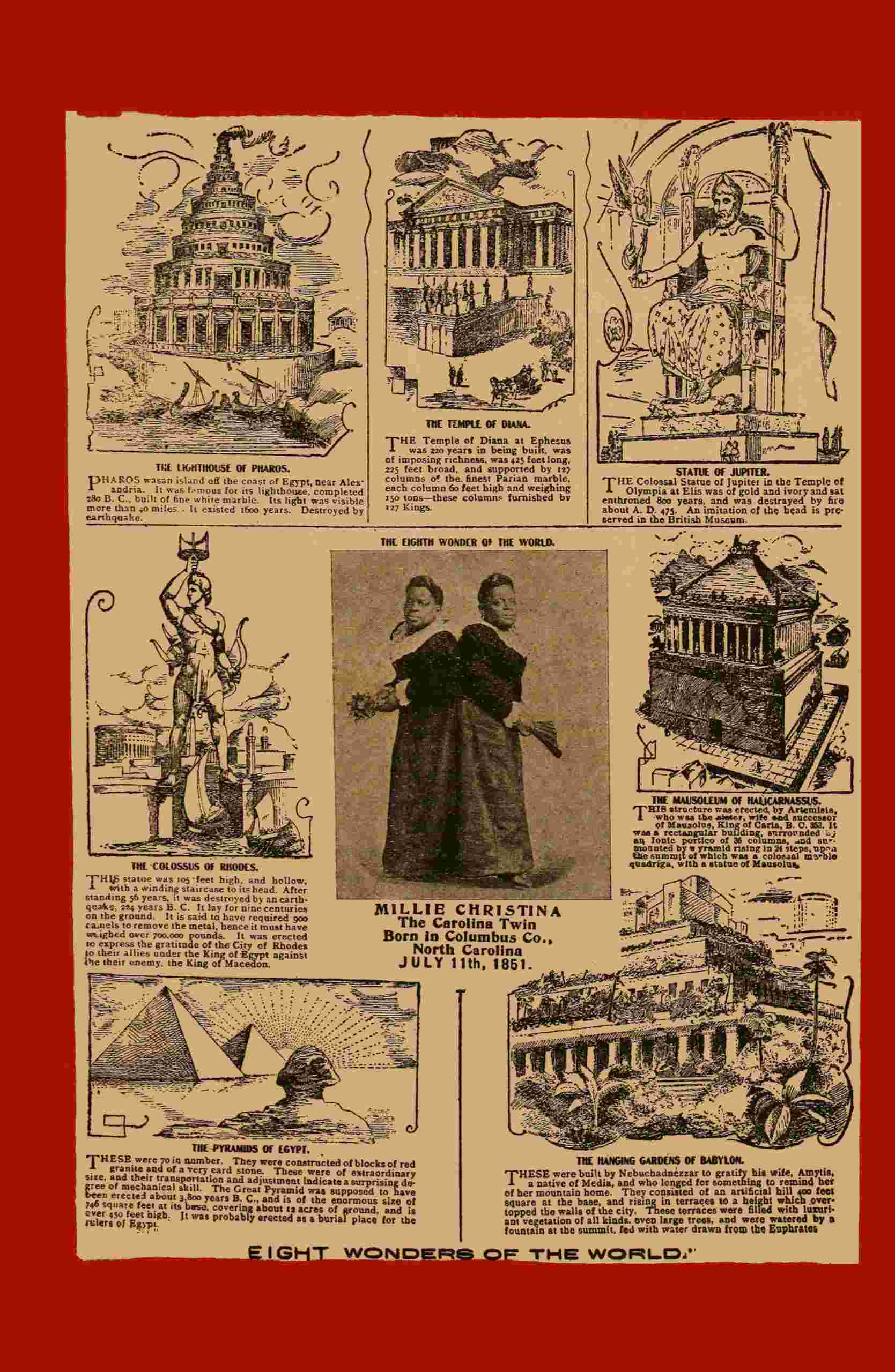 Biographical Sketch of Millie Christine, the Carolina Twin: Surnamed the Two-Headed Nightingale and the Eighth Wonder of the World