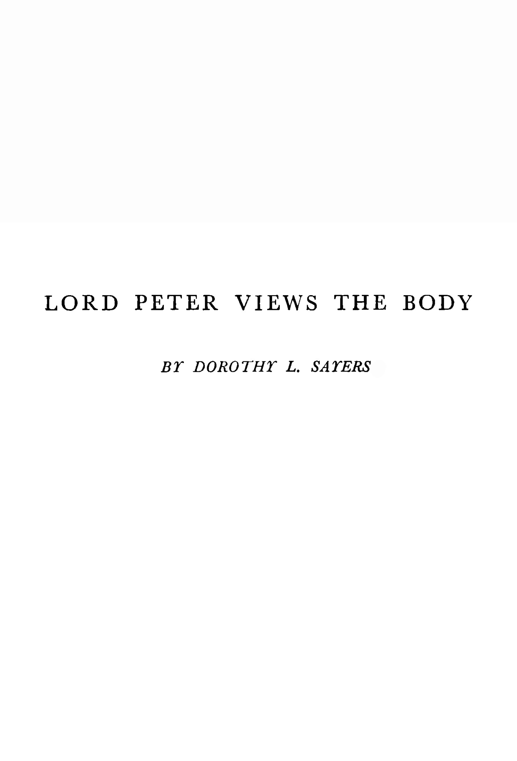 Lord Peter Views the Body