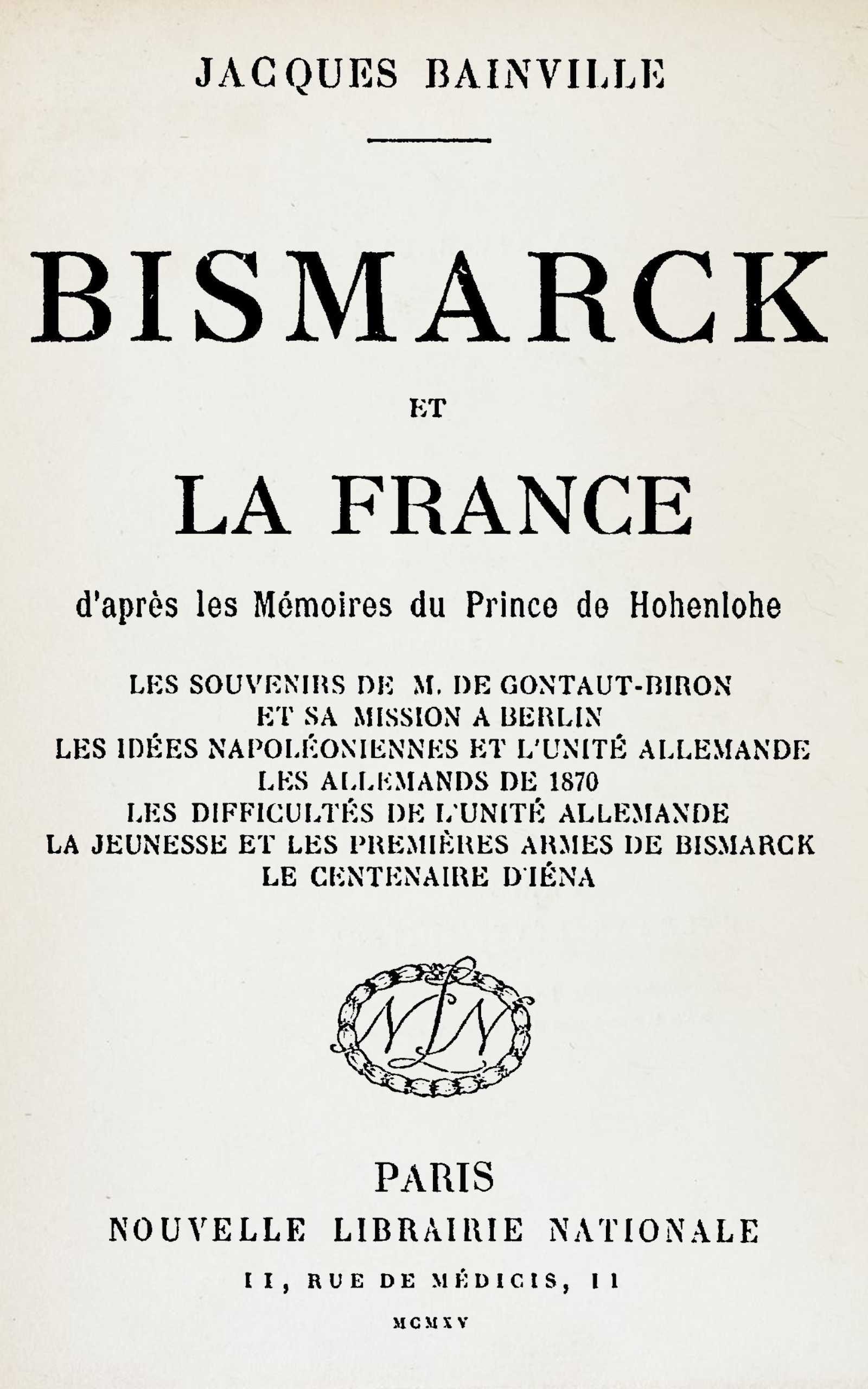 Bismarck Et La France