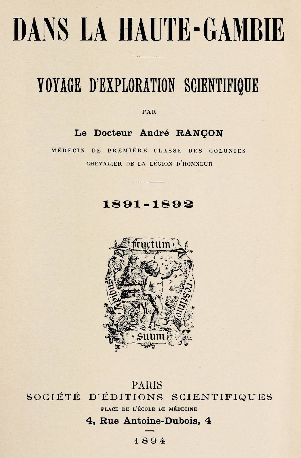 Dans La Haute-Gambie: Voyage D'exploration Scientifique, 1891-1892