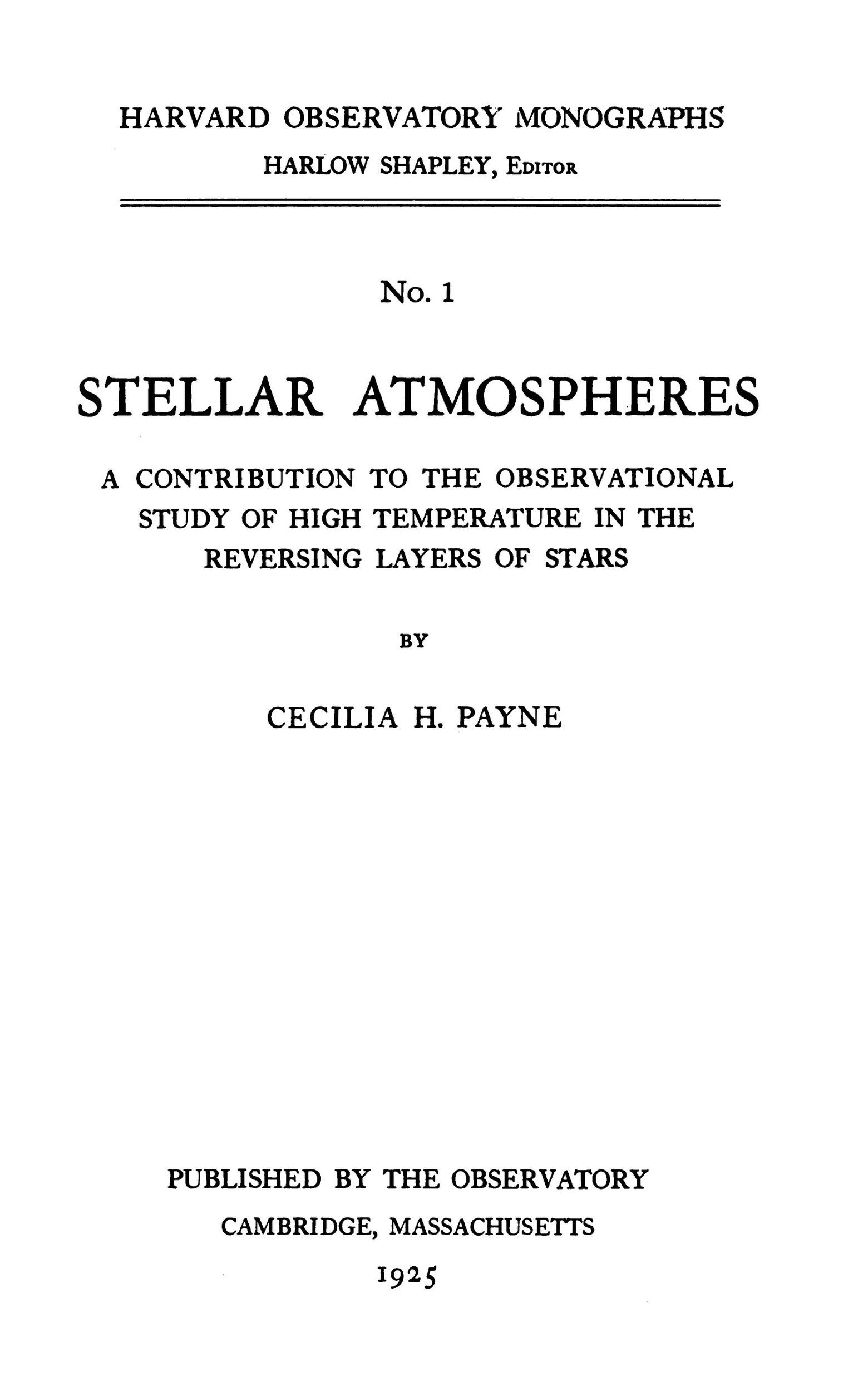 Stellar Atmospheres: A Contribution to the Observational Study of High Temperature in the Reversing Layers of Stars