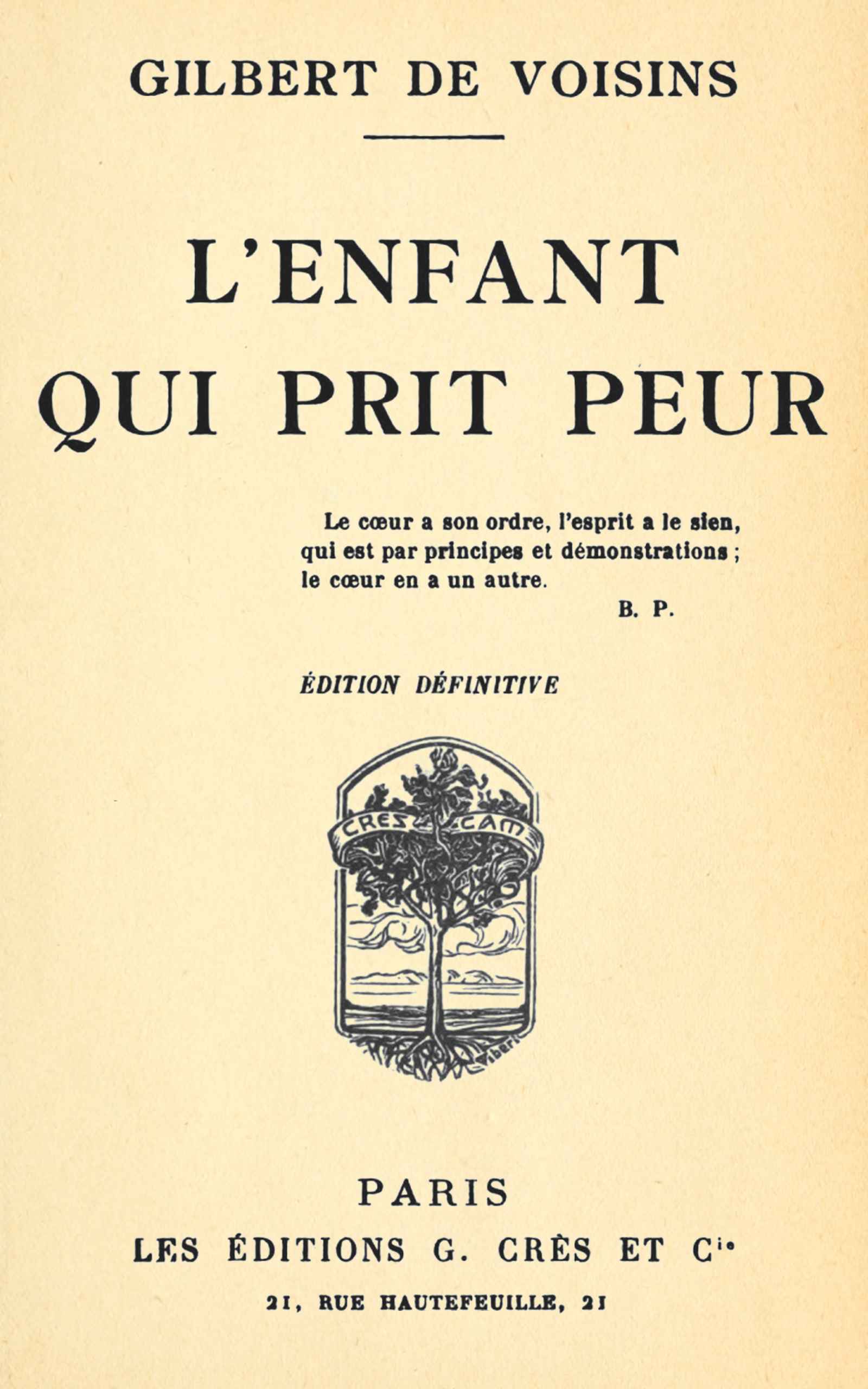 L'enfant Qui Prit Peur