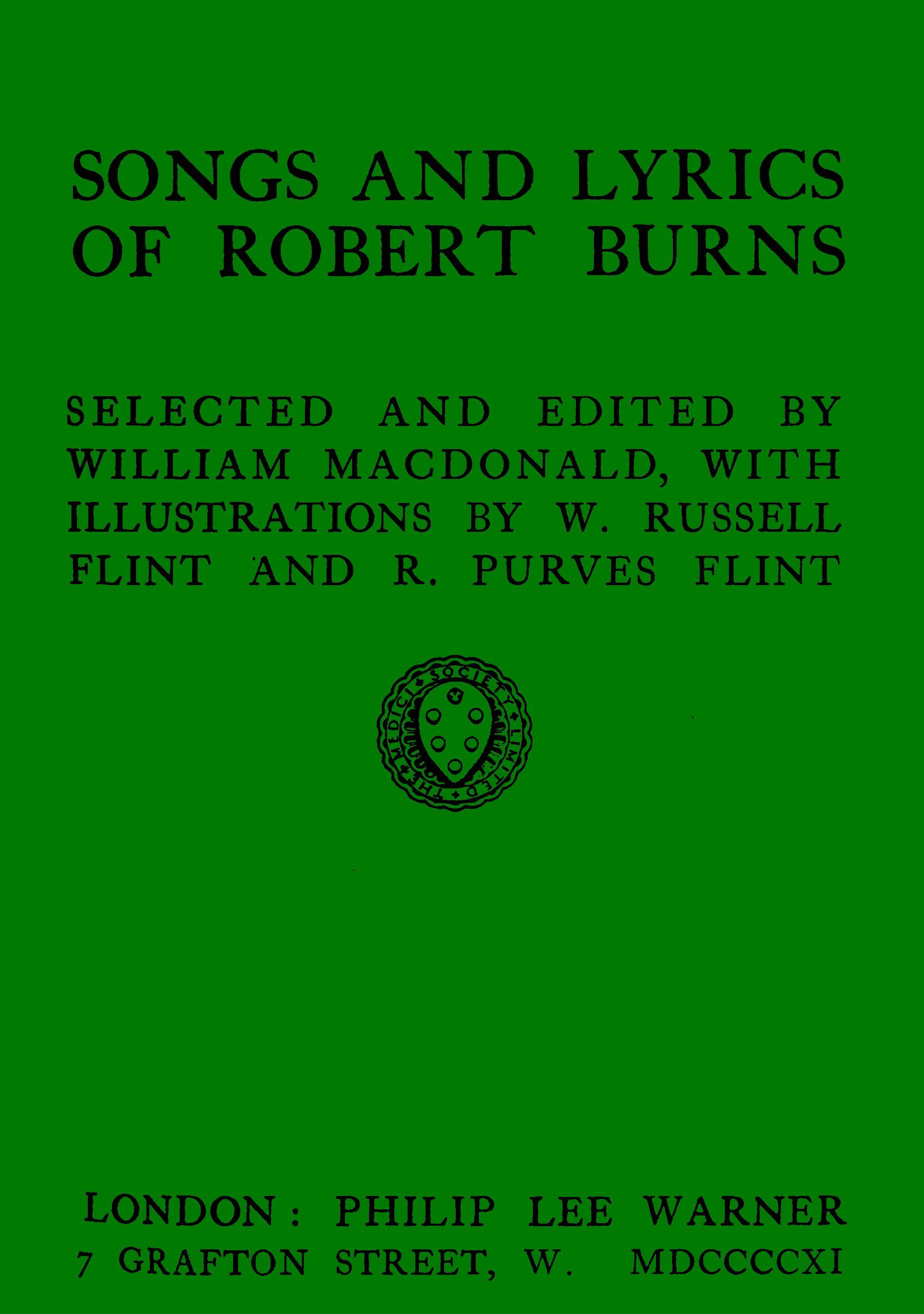 Songs and Lyrics of Robert Burns