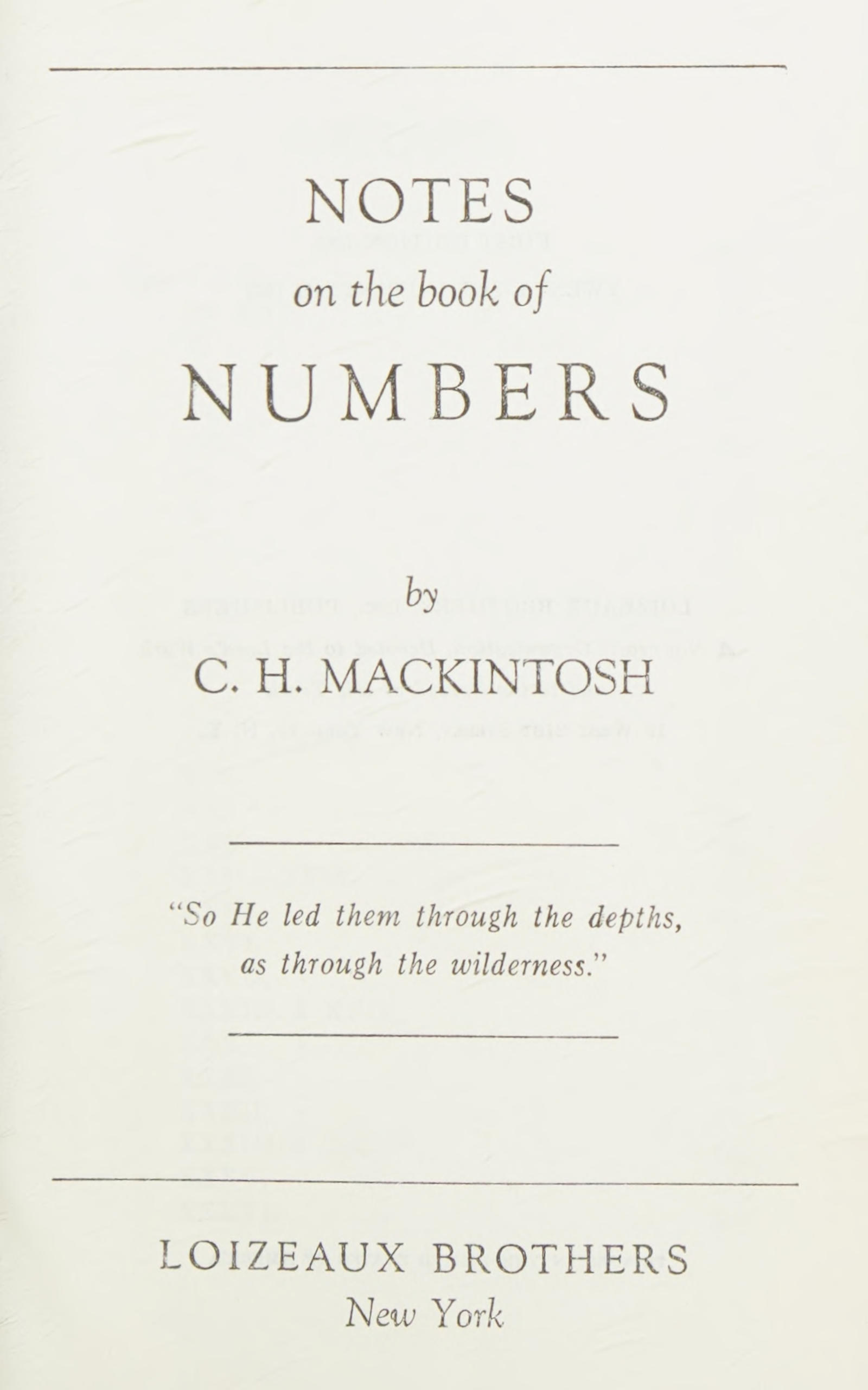 Notes on the Book of Numbers