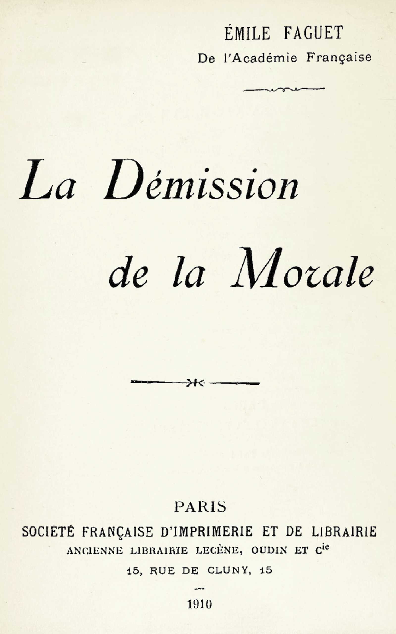 La Démission De La Morale